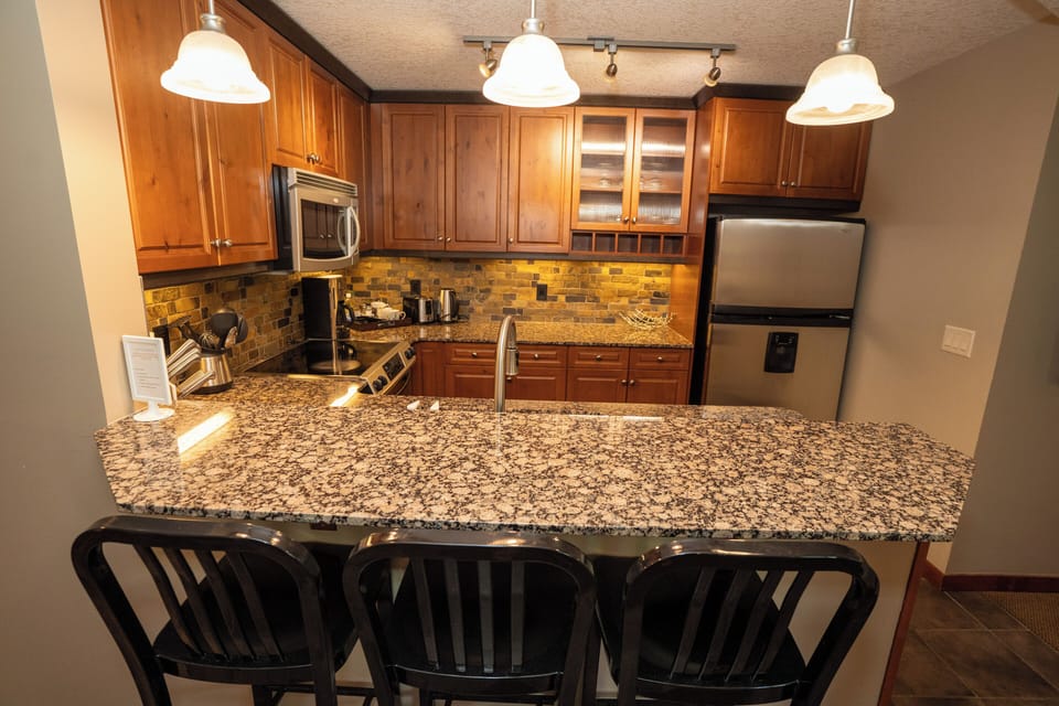 View of the kitchen from the dining area