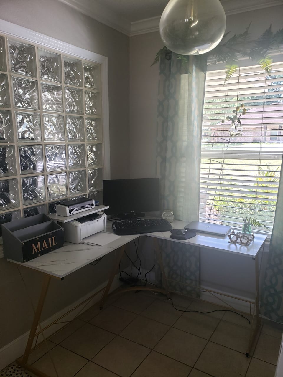 work space - monitor, printer, & scanner available for use.