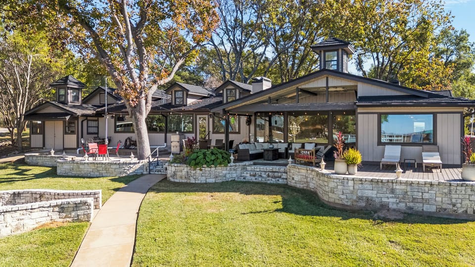 One of the highlights of the house is the large patio-perfect for watching all the lake activities and and outdoor TV for watching a big game or movies!