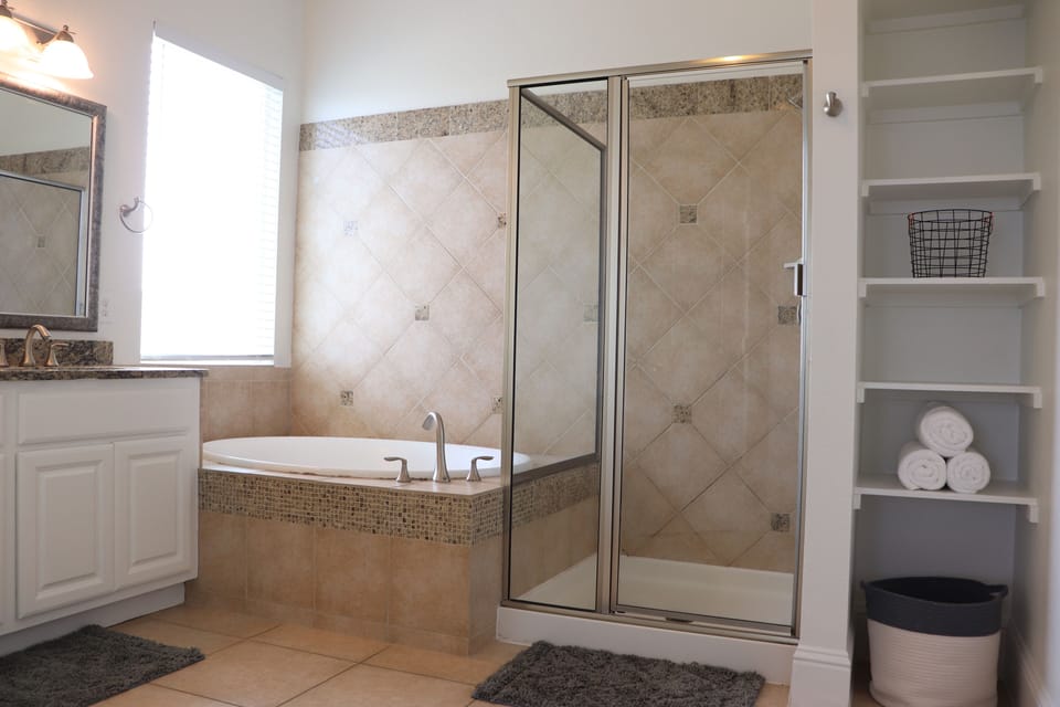 Room 1-Jacuzzi tub-shower-bathroom