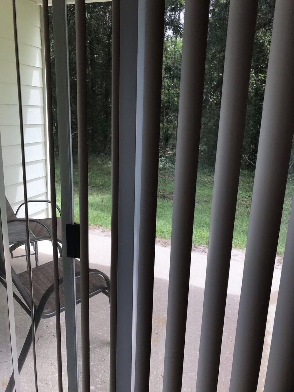 Walk out private patio facing woods.