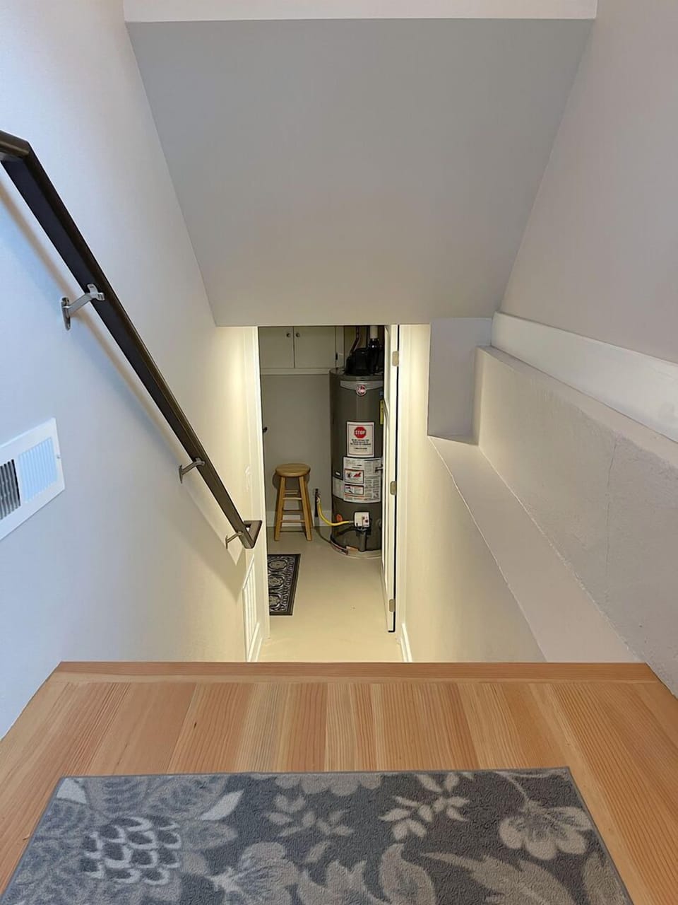 Stairway to convenient laundry area