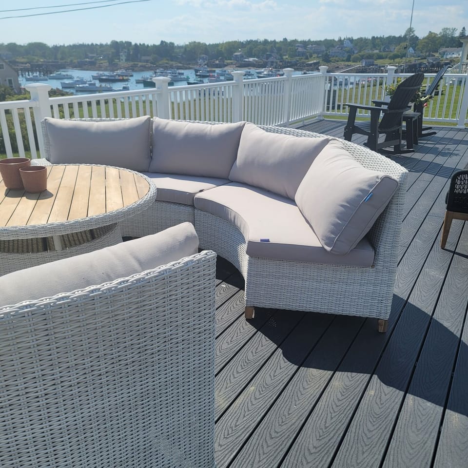 Outdoor seating on deck