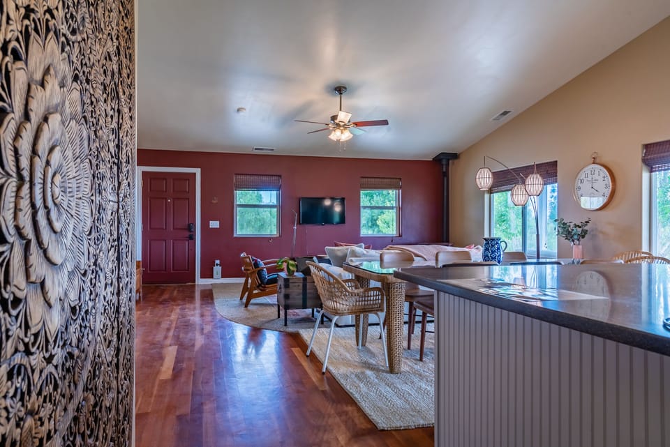 Gather at the island with room for easy conversation