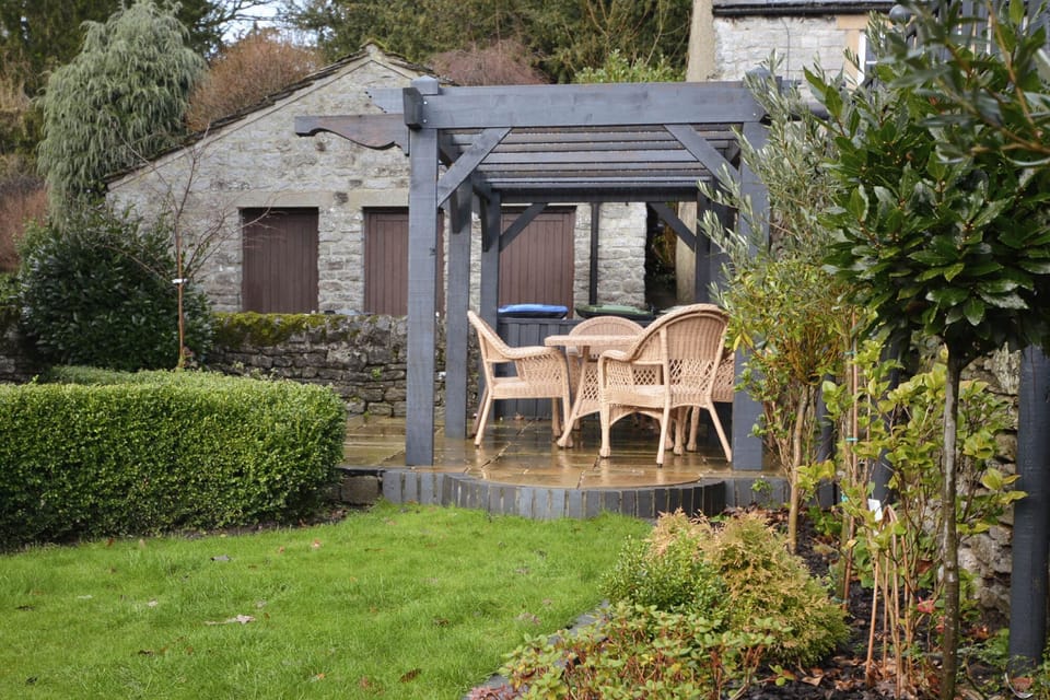 South facing terrace area with outdoor furniture
