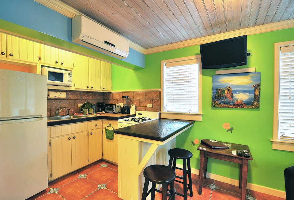 Full kitchen with everything you need to cook full meals and dine at counter.