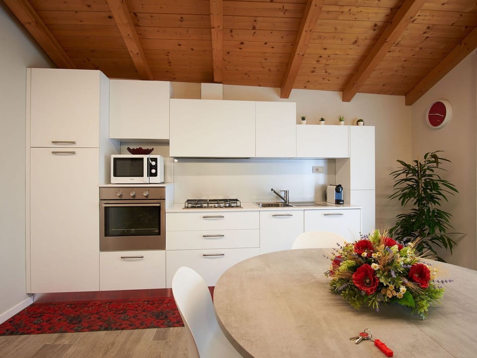 Cabinetry, Property, Plant, Furniture, Countertop, Flower, Wood, Table, Building, Kitchen