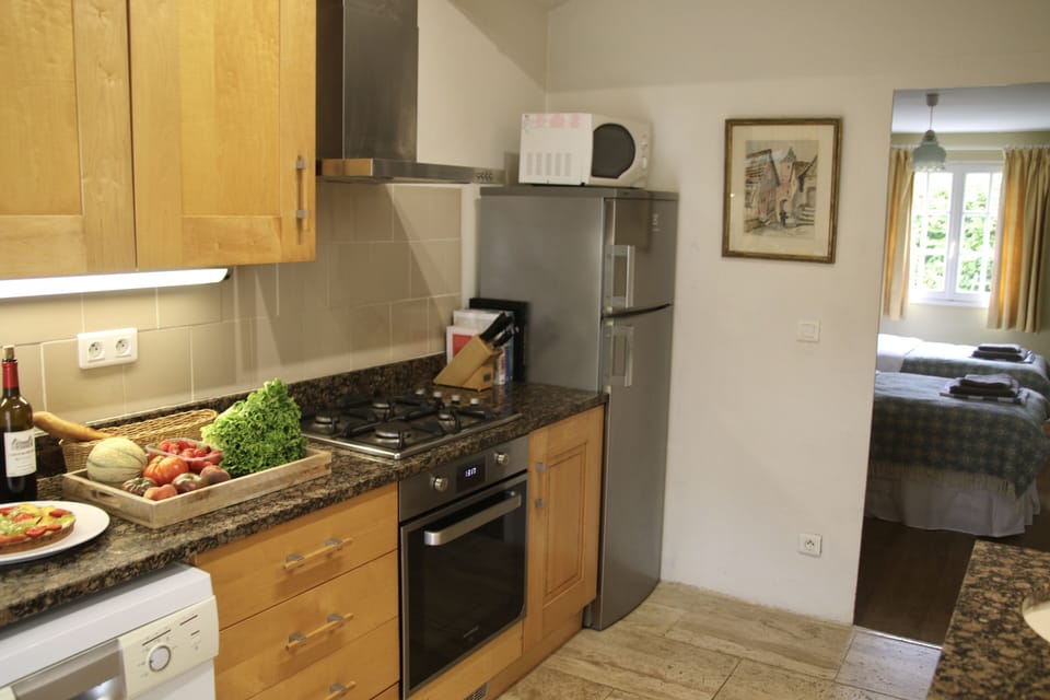 Well equipped kitchen with well designed cooking "triangle"