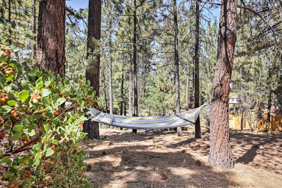 Enjoy an afternoon nap in the backyard  hammock.