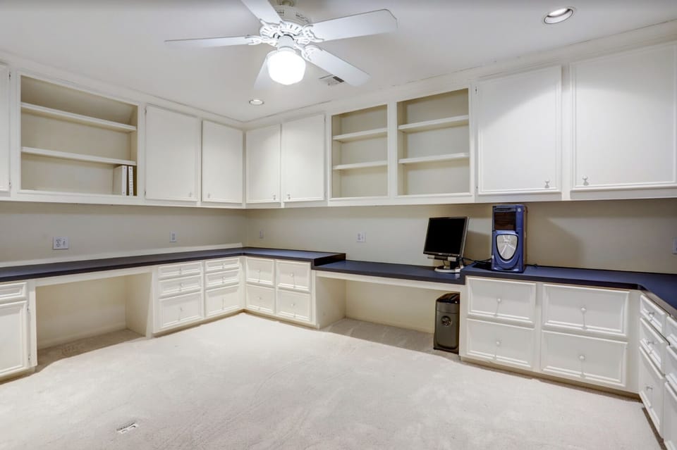 Extra space in upstairs office area.