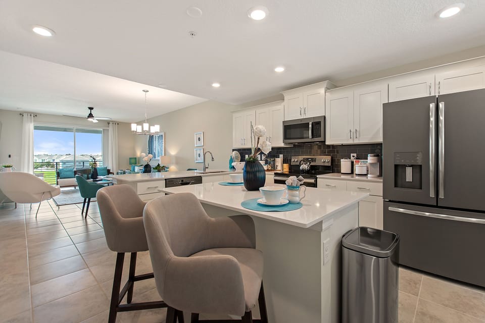 Kitchen with counter bar