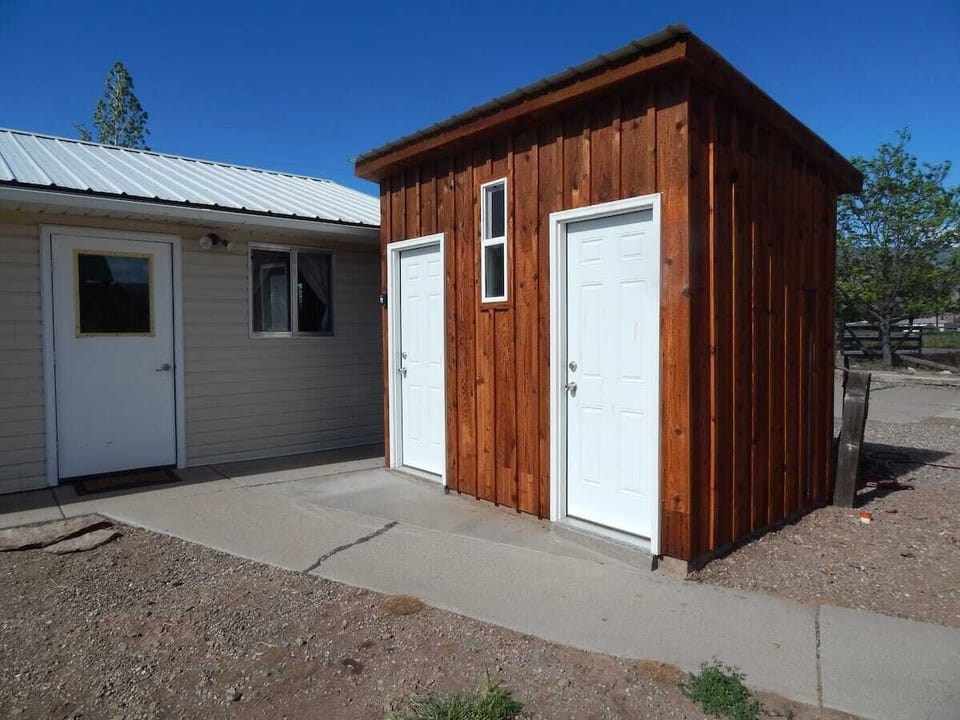 Separate outdoor plumbed bathroom