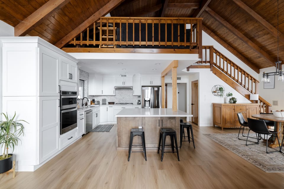 An open kitchen concept is the best way to entertain a large gathering.