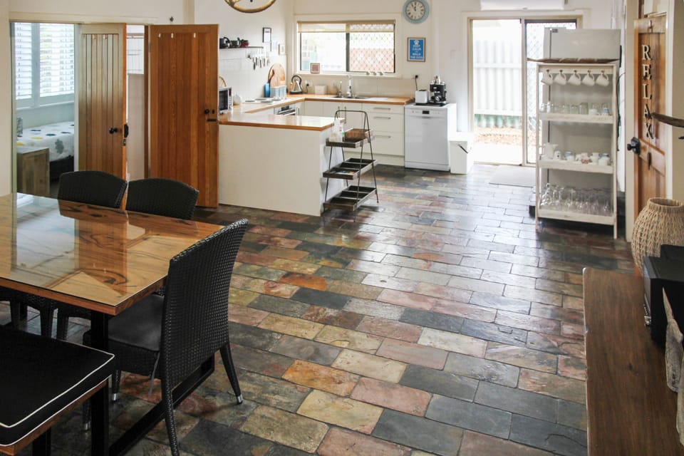 the kitchen and dining area is large and roomy.