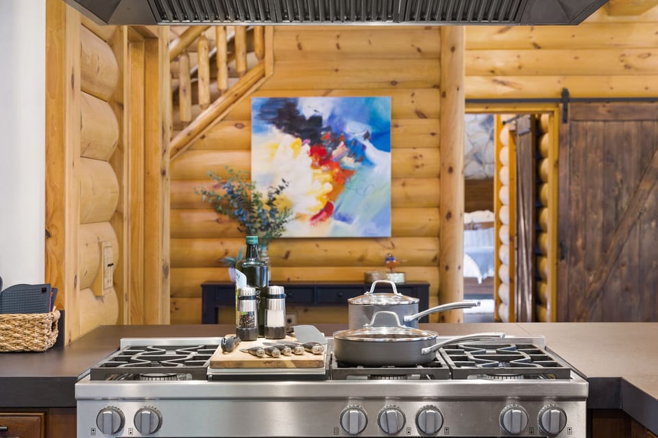 Chef's Kitchen.  Calphalon pots and pans.  Chef's knives.  Miele appliances.