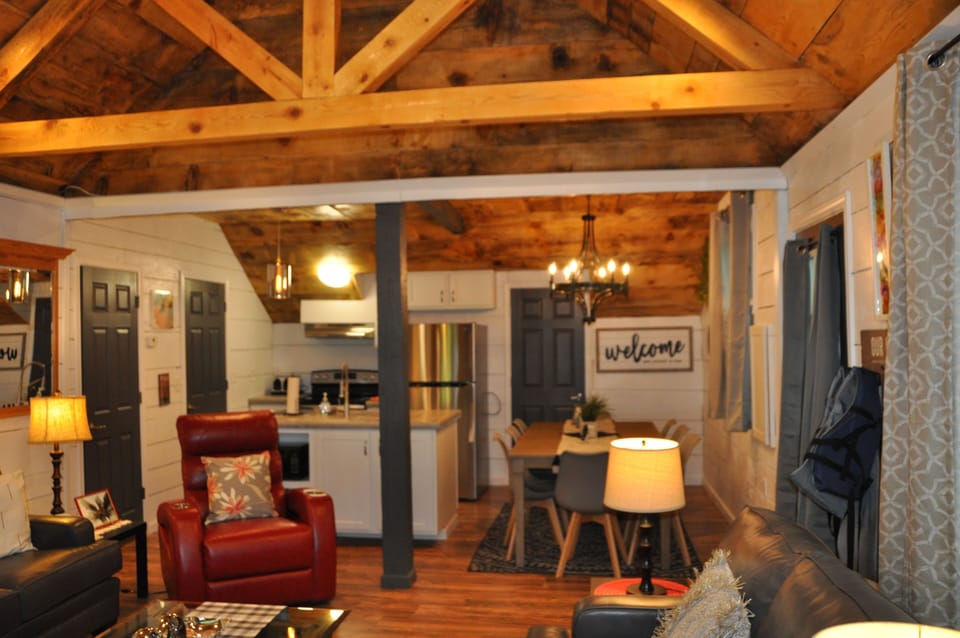 Photo from living room looking at kitchen and dining