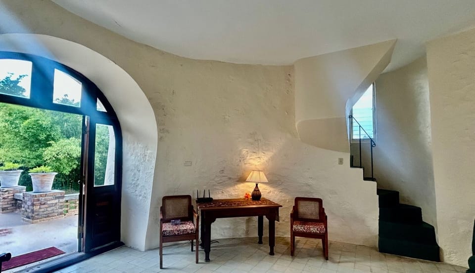 Desk if you have to work while on vacation - staircase leads up to twin bedroom.