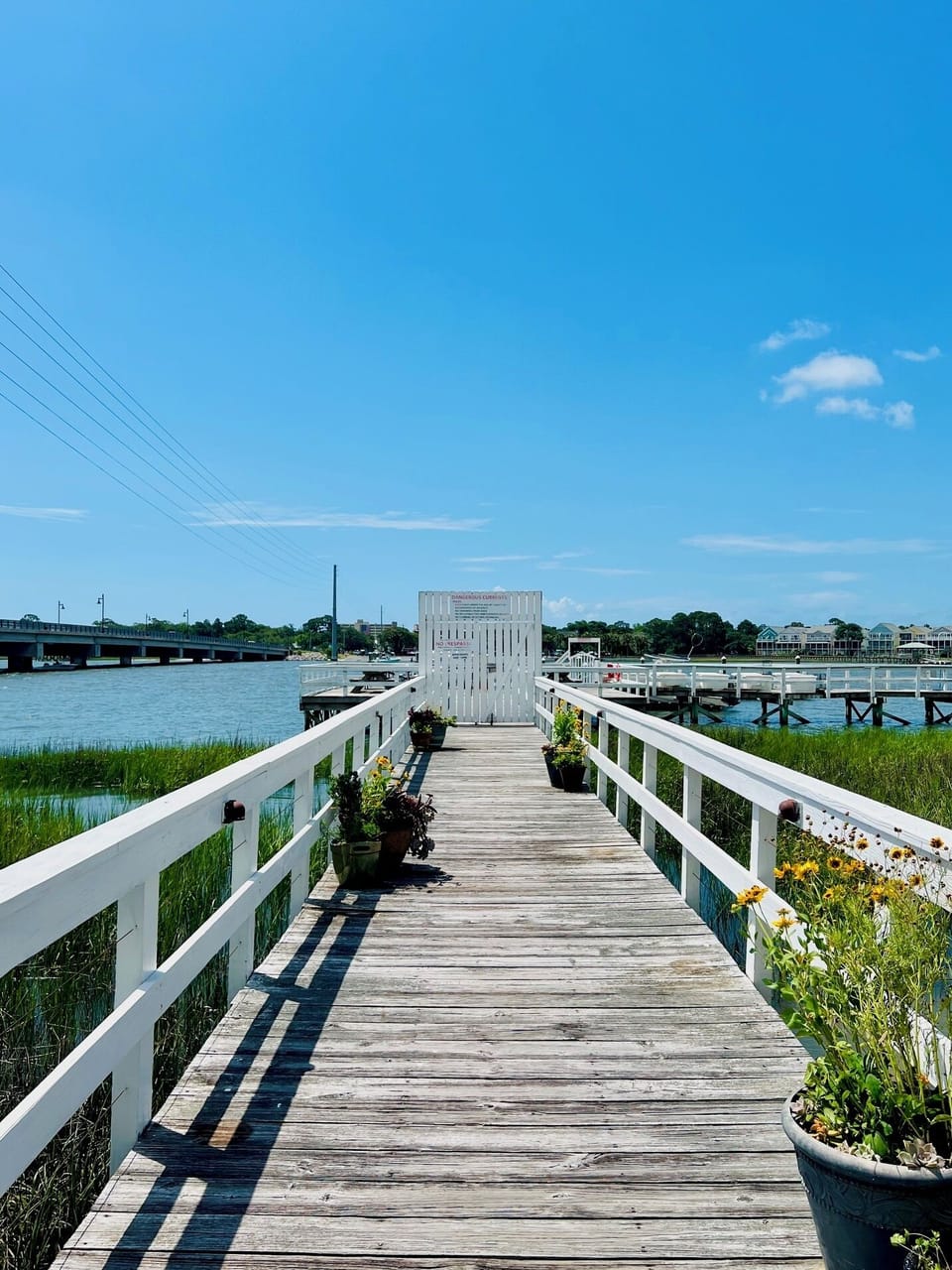 Walkway out to the community dock on the Folly River.