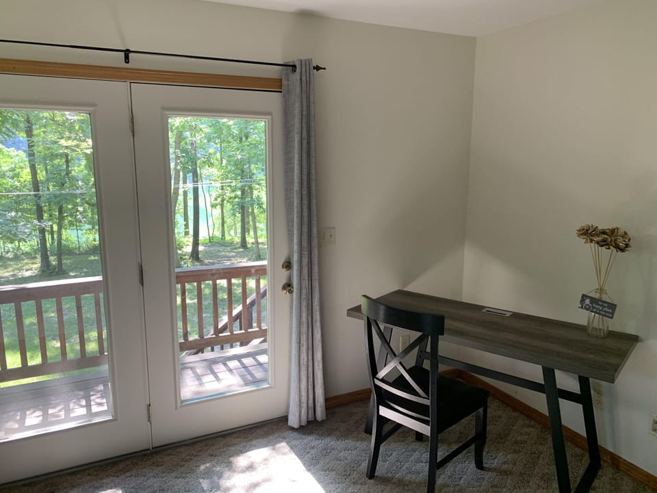 Update - desk added in master bed for working space - what an office view!