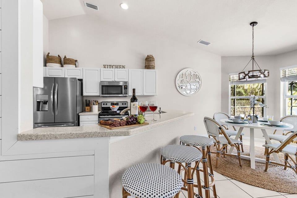 Chat with the chef at this countertop bar area