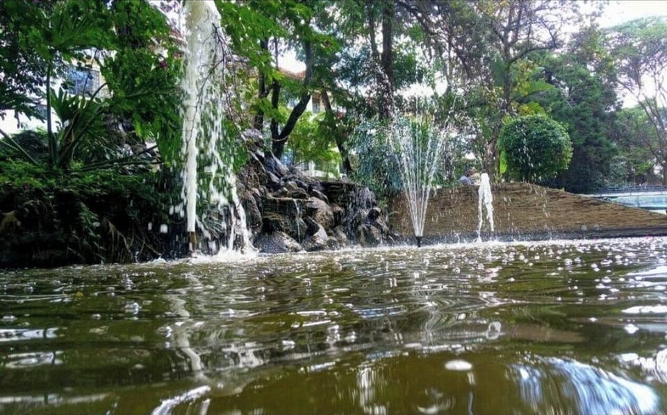 Water fountains on the property walk ways