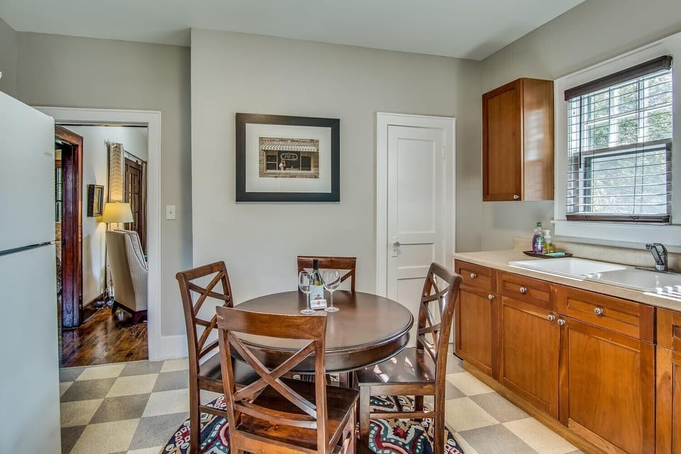 The kitchen has everything you need including a toaster oven and microwave.