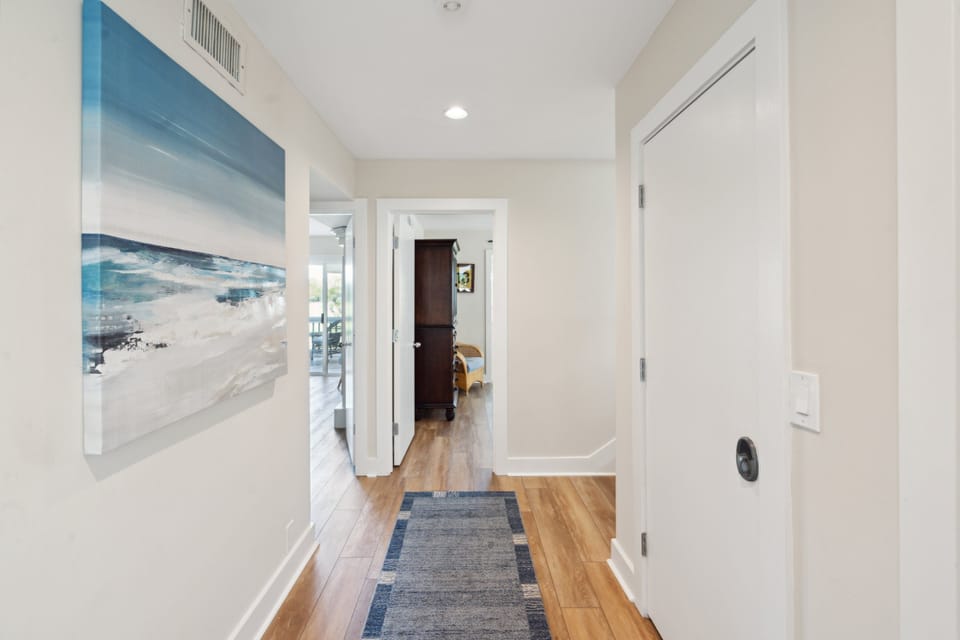 There are three bedrooms and laundry on the first level