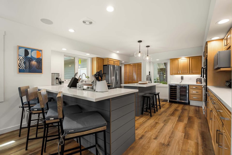 Kitchen designed for a chef - with plenty of prep space, a wine cooler, updated appliances, kitchen aid mixer and more!