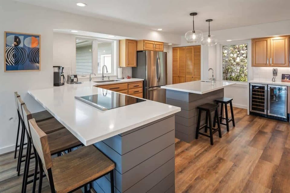 Love this kitchen  Beverage refrigerator, Kitchenaid mixer and more