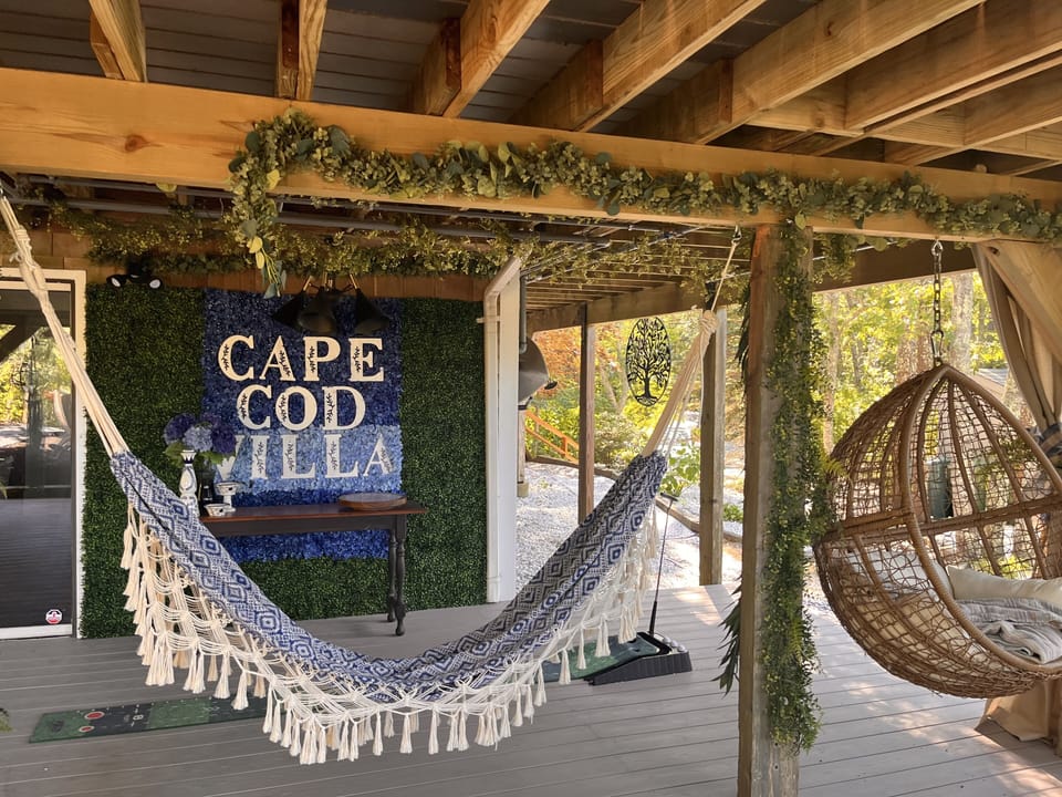 Relax in the hammock lounge at Cape Cod Villa—your serene escape awaits