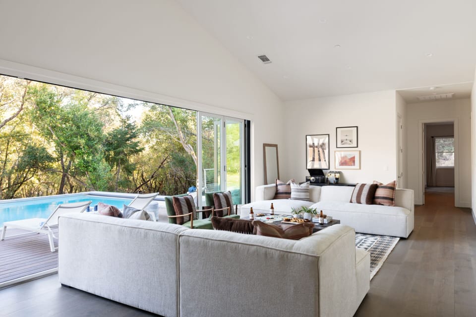 The family room opens up to the pool deck.