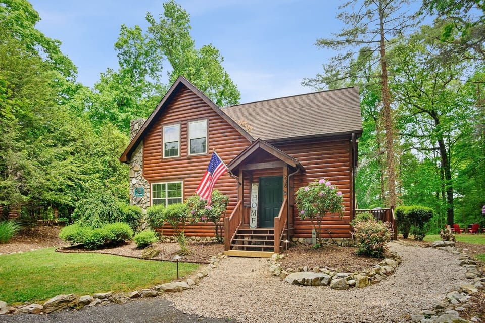 Building, House, Cabin, Bench, Furniture