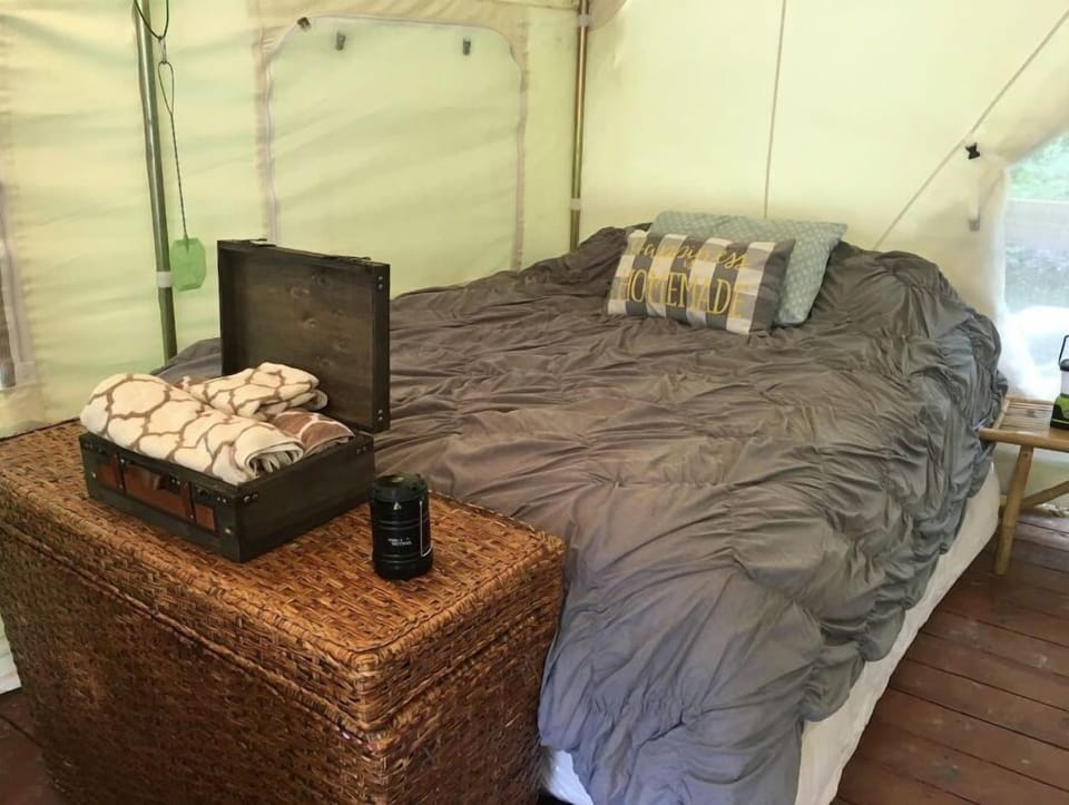 One of our comfortable queen beds: happiness is homemade. 