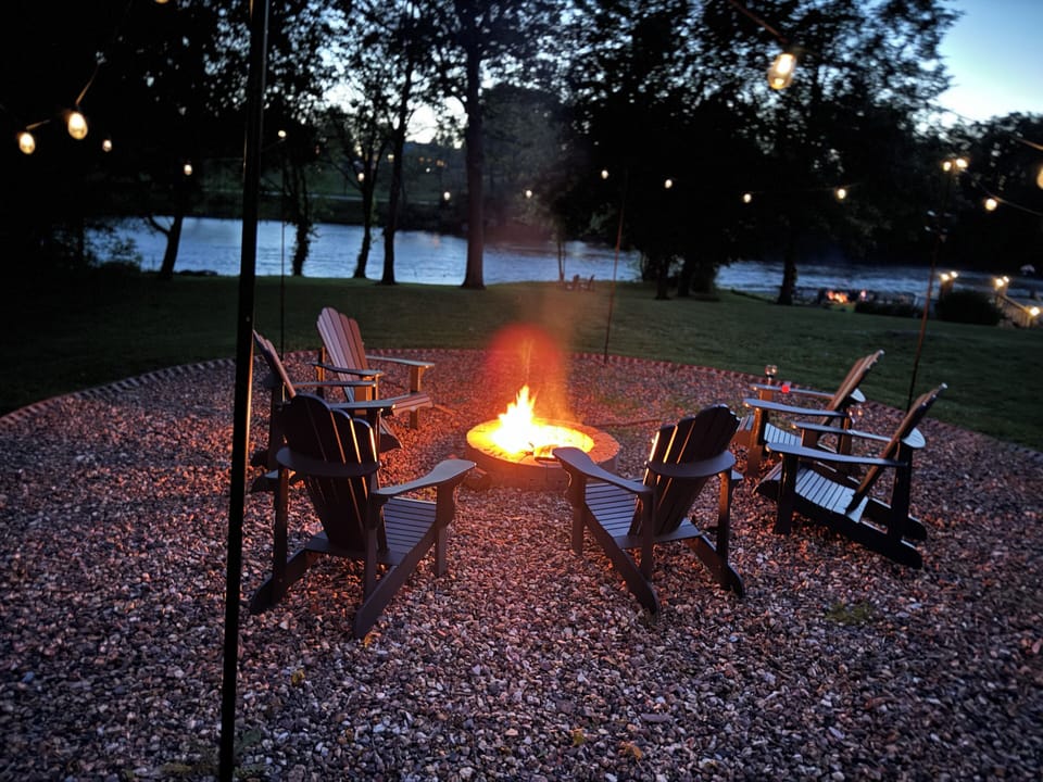 sunset fire overlooking the water
