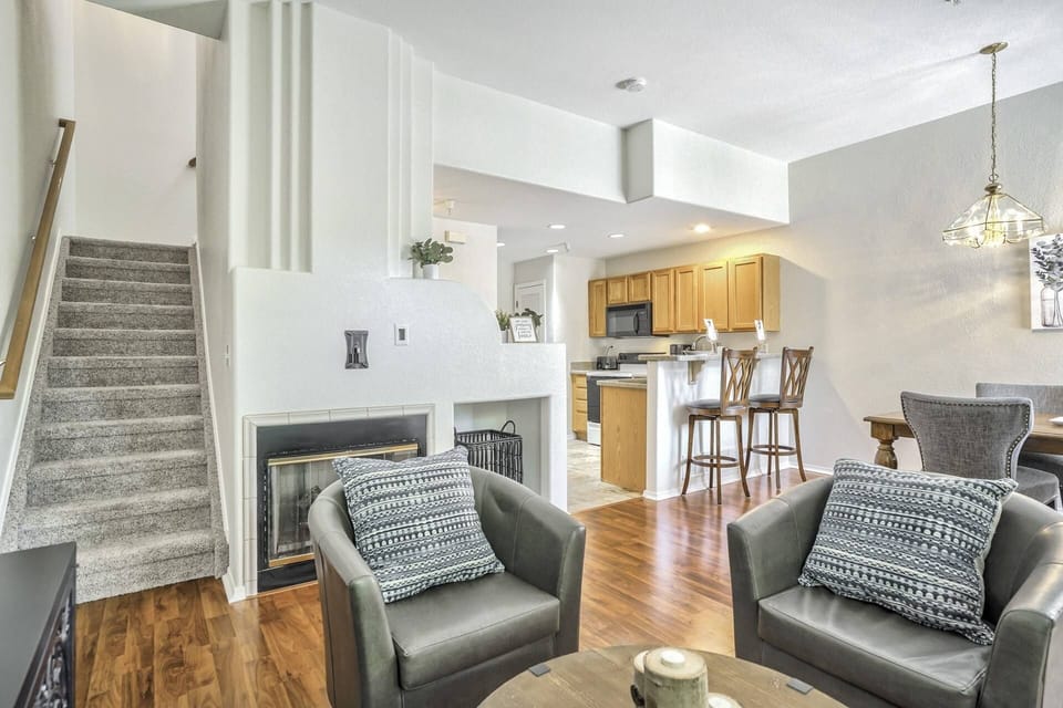 Turn on the fireplace and relax on a cool, chilly day.