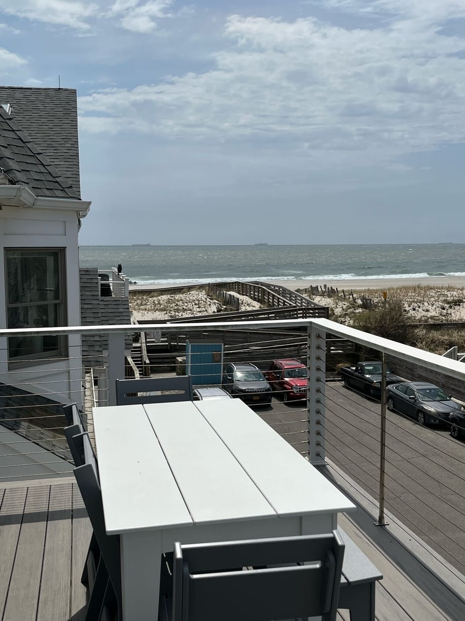 View from upper deck (table for 6 plus gas grill)