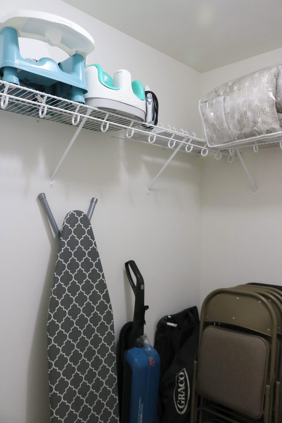 Iron and board, pack-n-play, booster seats, folding chairs