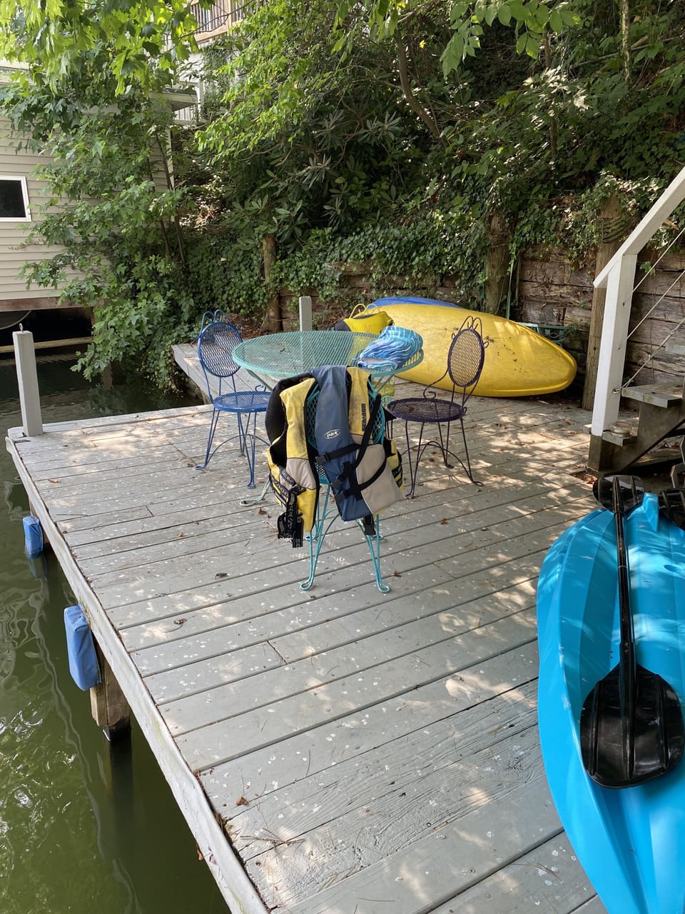 Lower deck with kayaks 