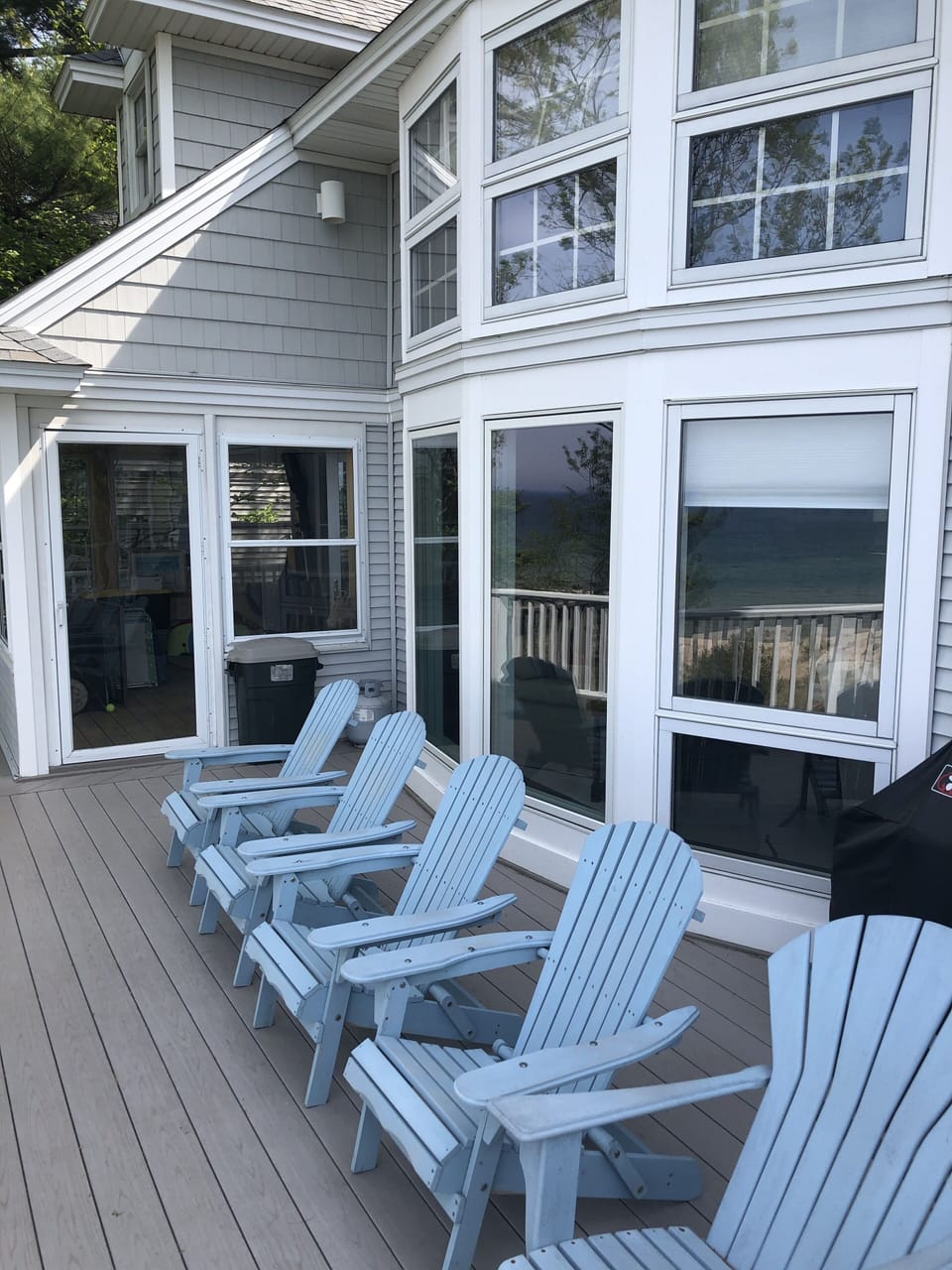 Deck overlooking dune and Lake Michigan 