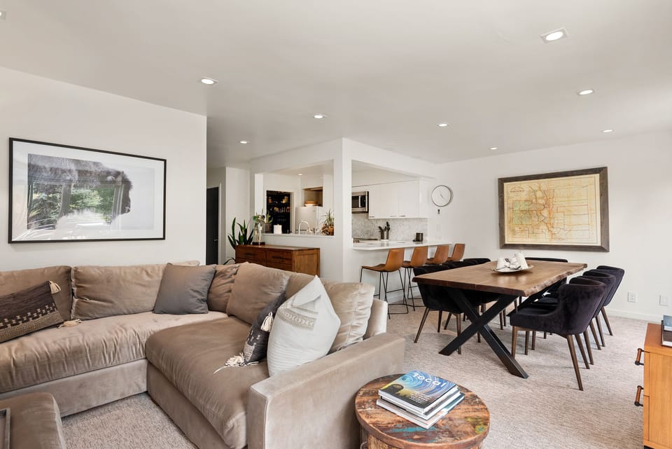 Living room and dining room