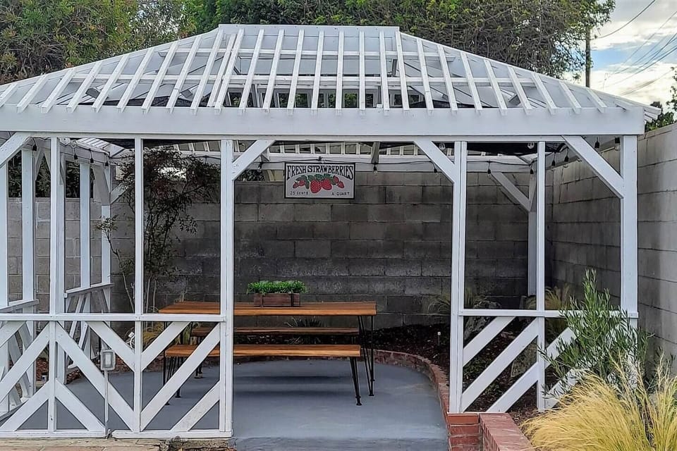 Covered outdoor dining under Gazebo