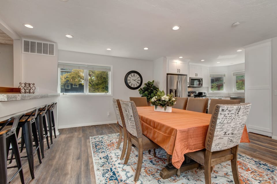 The upper landing bar overlooks the living room so everyone is included!