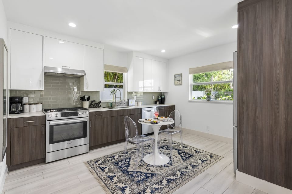 Our home is equipped with top-of-the-line kitchen amenities! Enjoy the pleasure of preparing your hearty meal in our kitchen which provides everything you need to unleash your inner chef. 