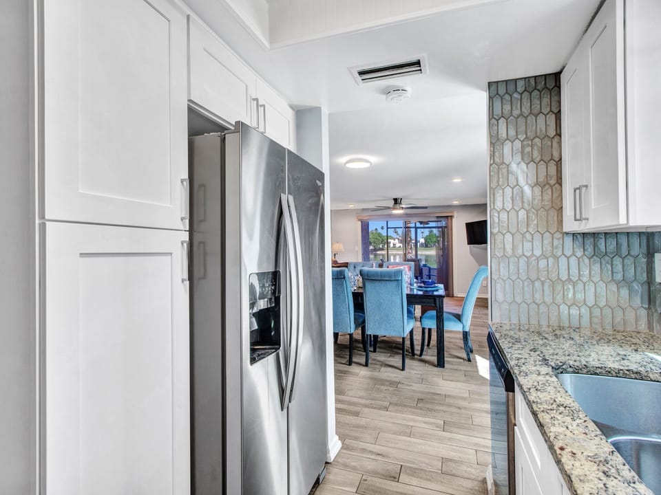 Ice and water dispenser in refrigerator, dishwasher and plenty of storage