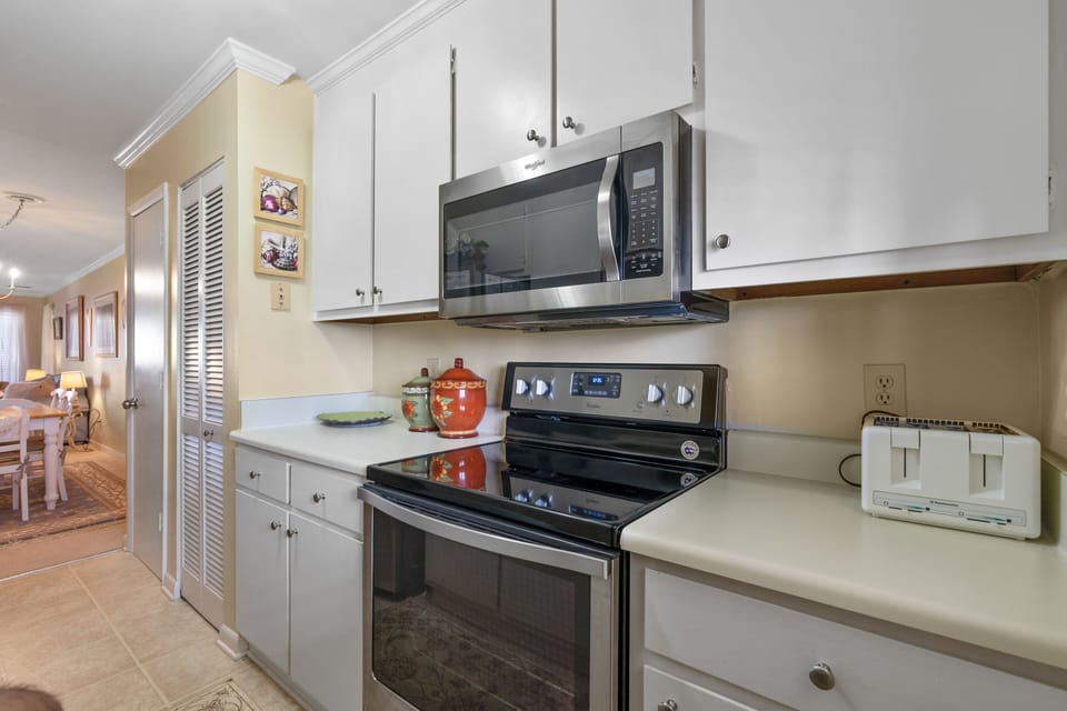 A fully stocked kitchen makes meal preparation a breeze.