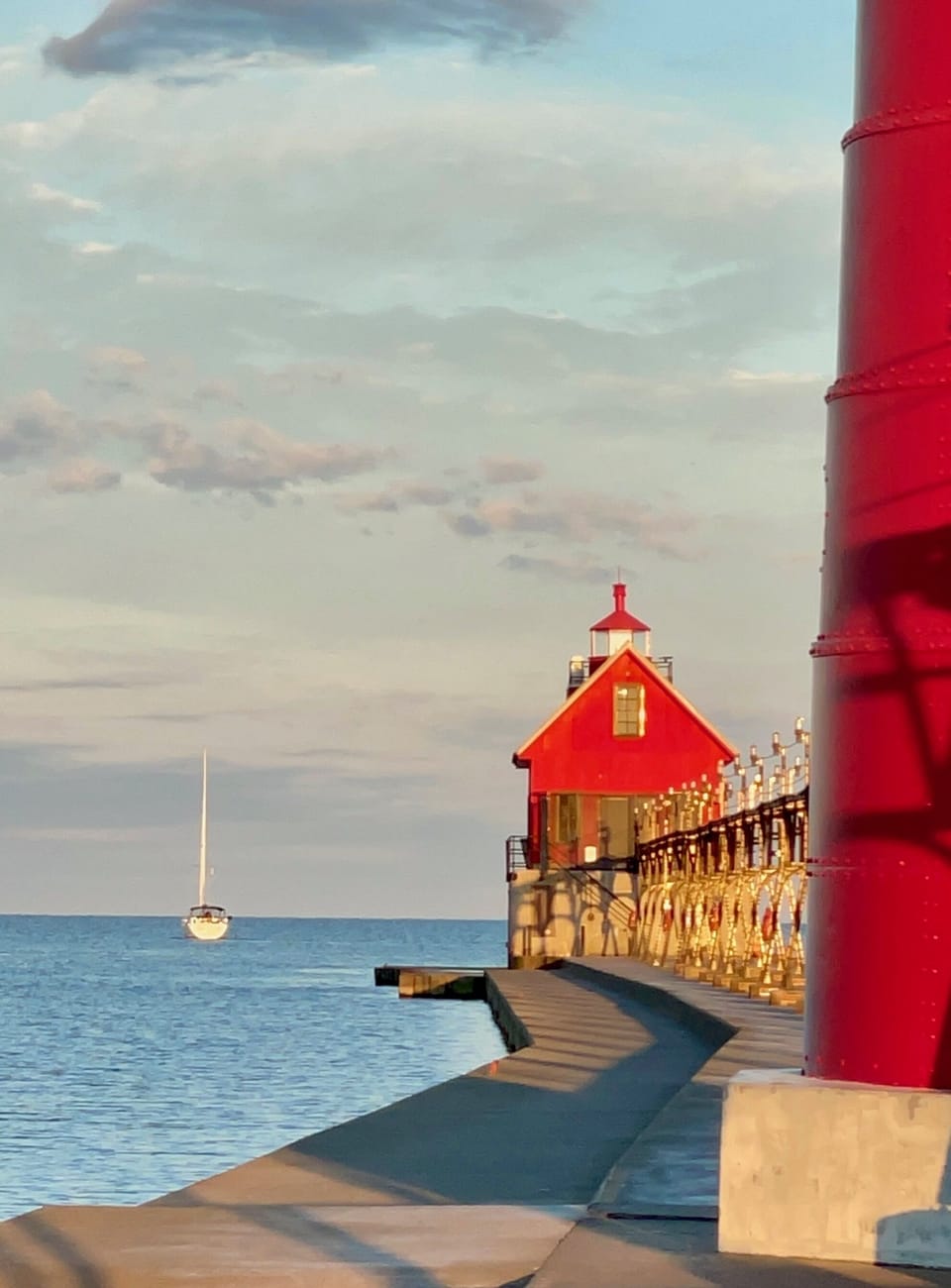 Beautiful pier and Lake Michigan