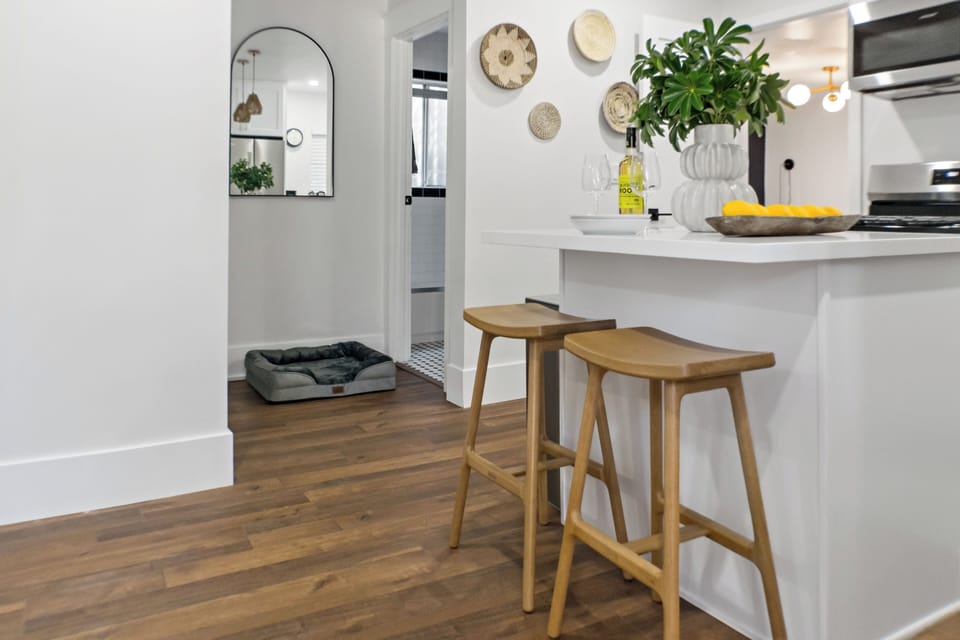 Step into our brand new, fully equipped kitchen with sleek new appliences 