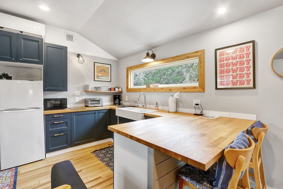 Custom kitchen area with bar seating