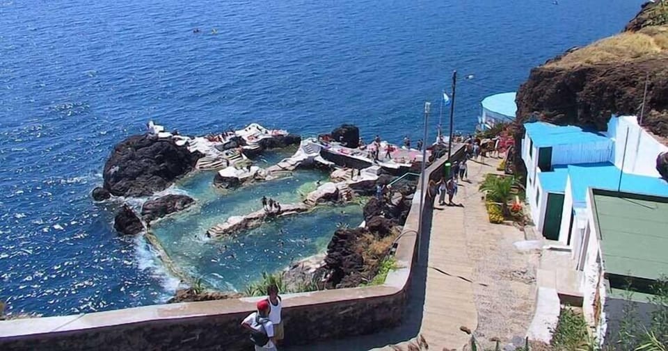 Way down from building to swimming pool