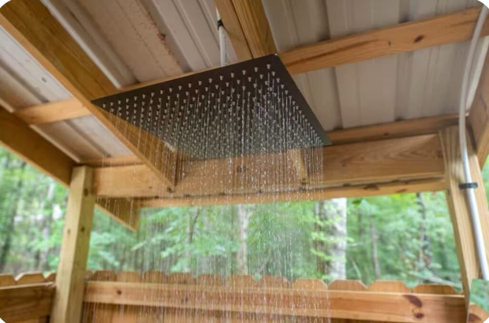 Rain or shine, the outdoor shower will wash your cares away.